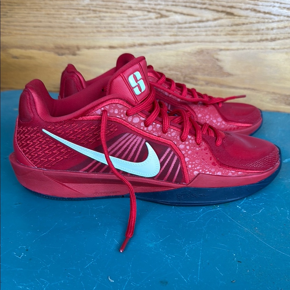 Nike Red and Blue Sneakers with Sleek Low-Top Design